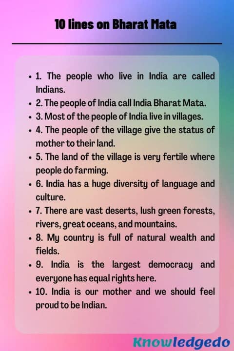 10 Lines on Bharat mata in English