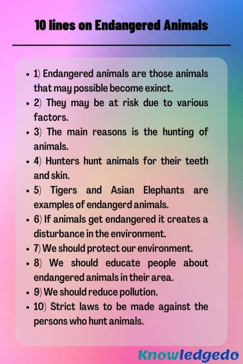 10 lines on Endangered Animals